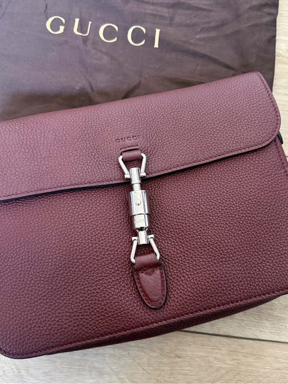 Gucci Jackie Soft Pebbled Leather Burgundy Shoulder Bag 362971 - Picture 13 of 13